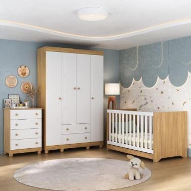 Imagem de Quarto De Bebê Completo Com Berço Americano 3 Em 1 Allegra Multimóveis