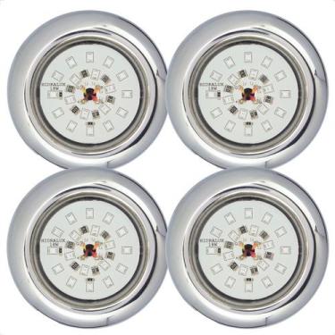 Imagem de Kit 4 Refletores Led 18w RGB Inox para Iluminação Piscina - Hidralux