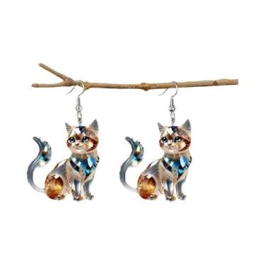Imagem de Brincos De Gato Persa Em Acrílico Para Mulheres, Estilo Fashion, Pende