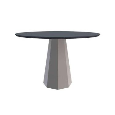 Imagem de Mesa de Jantar Redonda com Tampo de Vidro Isis Cinza e Off White 120 c