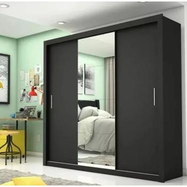 Imagem de Guarda Roupa Santiago Com Espelho Preto - Carioca