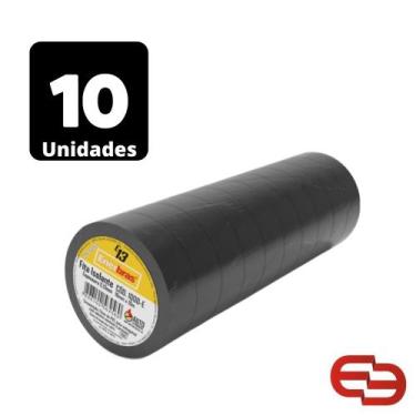 Imagem de 10 Fitas Isolantes 5 Metros Preta Antichamas Enerbras