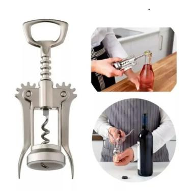 Imagem de Saca Rolha Abridor de Vinho Metálico  Com Alavanca
