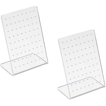Imagem de Galepromot 2 peças de exibição de brincos, organizador de brincos de acrílico com 72 furos, exibição de armazenamento de joias, exibição de brincos de prateleira, armazenamento de brincos de suporte