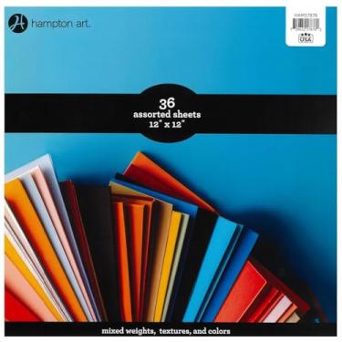 Imagem de Hampton Art Pacote sortido de cartolina de 30 x 30 cm, papel de scrapbook para álbuns, confecção de cartões e artesanato, papel de arquivo tamponado sem lignina sem ácido, 36 folhas