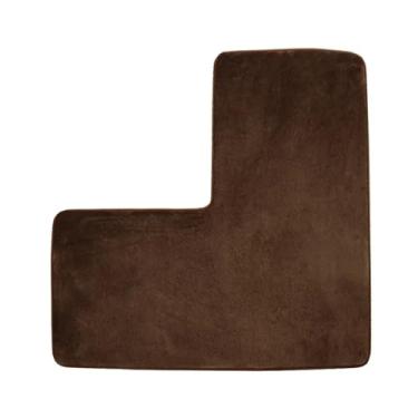 Imagem de Tapete de canto de banheiro em forma de L, 1 peça de lã coral de cor sólida, antiderrapante, tapete de entrada, tapete de cozinha absorvente de água (café)