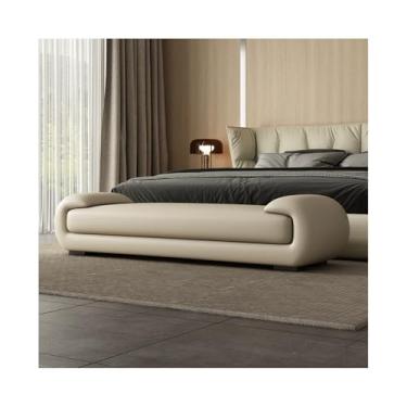Imagem de Banqueta de cama moderna para quarto banquinho longo para sofá master sala de estar cama banco de cabeceira banco de sapato banco de cama banco de sofá decorativo (branco esbranquiçado, médio)