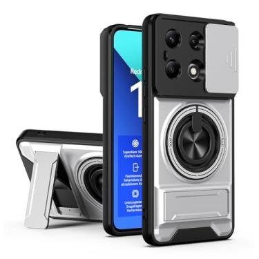 Imagem de SORAKA Capa para Xiaomi Redmi Note 13 4G com suporte,proteção de lente com janela e capa dupla de PC e TPU compatível com suporte magnético para carro