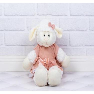 Imagem de Ovelha fufy de pelucia 22 cm - vestido com lese  - CKD CONFECCOES, Sal
