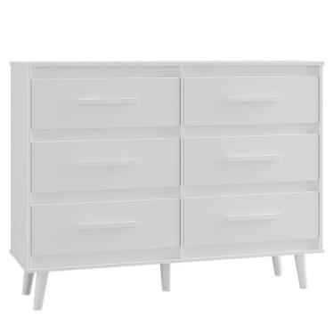 Imagem de Comoda 6 Gavetas 120 cm Mila Mobbs - Moblis Móveis, Branco