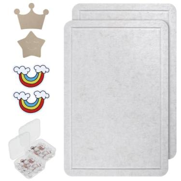 Imagem de 2 quadros de avisos de feltro, quadro de exibição de fotos dobrável de 60 x 40,6 cm, quadro decorativo de feltro, quadro autoadesivo de parede para paredes de escritório em casa e escola