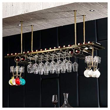 Imagem de Suporte para copos de vinho para pendurar em casa com suporte ajustável de metal para garrafa de vinho de teto industrial 60 cm (60 cm)