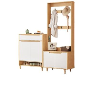 Imagem de KHUTRW3D Armário de sapatos independente e gabinete de casaco com porta de entrada integrada para casa com cabide de roupas, armário de entrada, simples, moderno, pequeno apartamento, sapateira