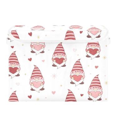 Imagem de STAYTOP Cestos de armazenamento fofos de gnomo para o Dia dos Namorados com tampas e alça de transporte, caixas de armazenamento dobráveis organizadores de recipientes para casa, quarto, armário