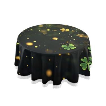 Imagem de Qilmy Toalha de mesa redonda de palmeira de treliça verde, 152 cm, resistente à água, à prova de derramamento, capa de mesa grande para jantar de reunião de família em ambientes internos e externos