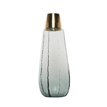 Imagem de Vaso de vidro criativo anel de cobre galvanizado transparente vintage vaso de flores de metal industrial (cor: B Tamanho: 20 cm de altura) (B 26,5 cm de altura)