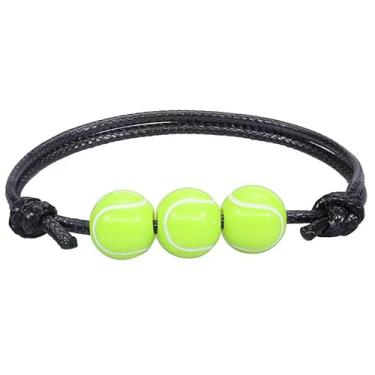 Imagem de WATASAA Pacote com 10 pulseiras esportivas com contas de espírito de equipe com cartas inspiradoras, tema de basquete, futebol, beisebol, tênis, cordão ajustável, presentes para fãs de jogadores e