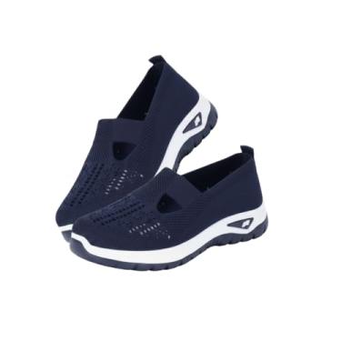 Imagem de Tênis Feminino Ortopédico Azul Escuro Nº 37 – Respirável, Conforto, Suporte de Arco e Sola Macia para Caminhada e Corrida