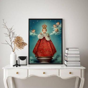 Imagem de Quadro Decorativo Vintage Menino Jesus Praga 33X24Cm - Vidro