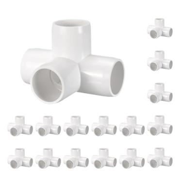 Imagem de Kozelo Pacote com 16 encaixes de tubulação de cotovelo de PVC SCH40 de 3/10.2 cm, encaixe em T de canto de cotovelo de 4 vias, conectores de tubo de grau de móveis para projeto DIY, proteção de lago