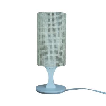 Imagem de Abajur De Mesa Base Branca e Cúpula Tecido Vazado Cinza Bivolt