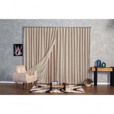 Imagem de Cortina Microfibra Com Linho 4,00x2,50 Para Trilho Duplo avelã