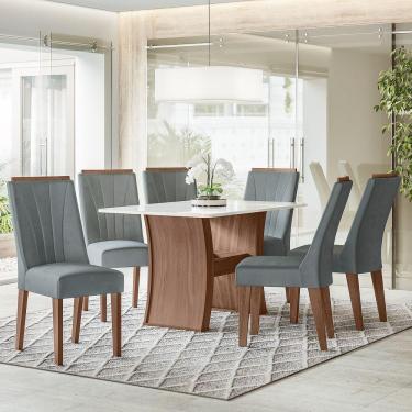 Imagem de Conjunto Sala De Jantar 1,35 Com 6 Cadeiras Amêndoa 03A