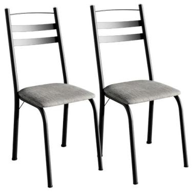 Imagem de Kit 2 Cadeiras Tubular America 061 Preto ARTEF - Artefamol, Grafiato