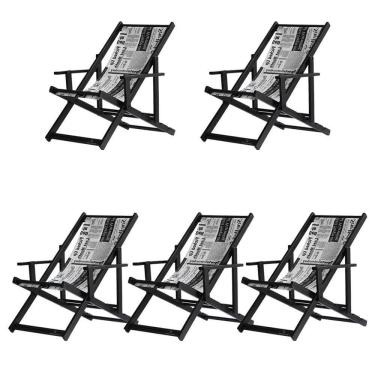 Imagem de Kit 5 Espreguiçadeiras Dobrável Black Cb-jornal