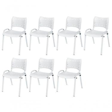 Imagem de Cadeira Iso Base Branco Igreja, Escola, Escritório - Branco Kit 7 Peças