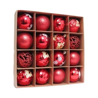 Imagem de Decorações De Bolas De Natal Rosa, Brancas E Vermelhas, 16 Peças De 6c