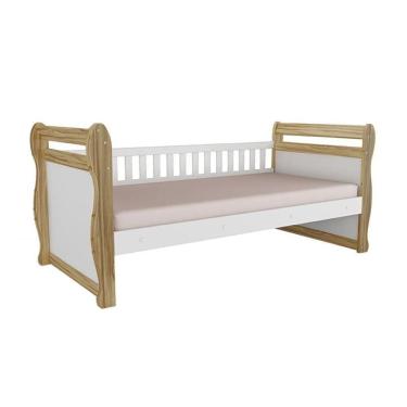 Imagem de Cama Box Base C- Gavetas De Babá Maria (branco-amendoa) - Peroba