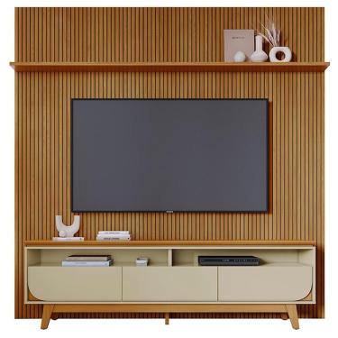 Imagem de Painel E Bancada Tv 75 Polegadas 245x238 Cm Luna Madetec Cumaru Opala