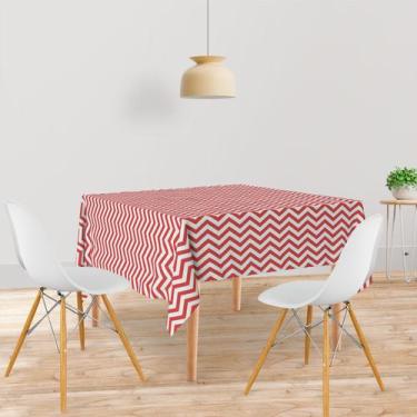 Imagem de Toalha De Mesa Quadrada Tecido Oxford Chevron Vermelho TL164 - 140x140