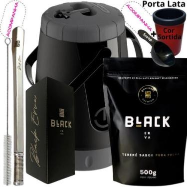 Imagem de Kit Completo Tereré Black Erva Mate Garrafa térmica Unitermi Copo Inox