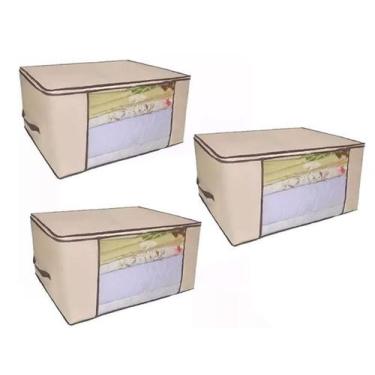 Imagem de Kit 3 Organizadores Multiuso Marfim 60x45x30cm 621 VB Home