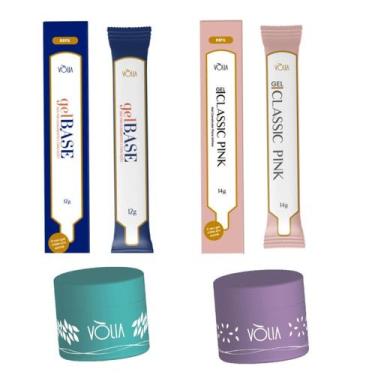 Imagem de Gel Base Volia + Gel Classic Pink 14G + 2 Potes - Vòlia Cosméticos