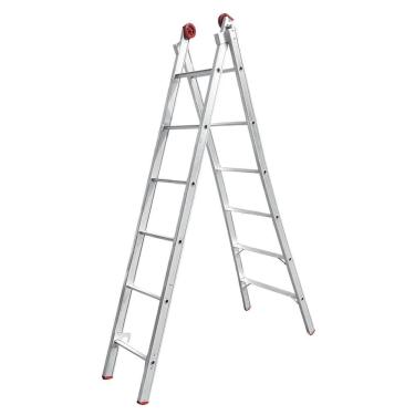 Imagem de Escada Dupla Extensiva Em Alumínio 9 Degraus Capacidade 120kg Worker