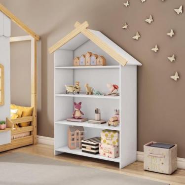 Imagem de Estante Infantil com 4 Prateleiras Prime MDF Laca Casinha Casatema Bra