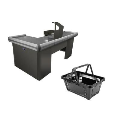 Imagem de KIT - Caixa Supermercado Empacotador Check-out 2m Recorte + 5 Cestos d