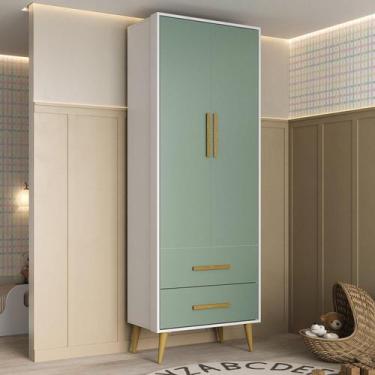 Imagem de Guarda-roupa Infantil Encanto Espresso Móveis Branco/Verde