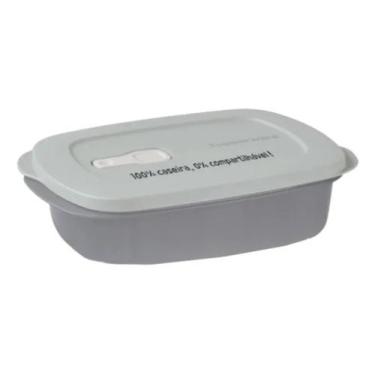 Imagem de Tupperware Cristalwave 1l C/ Divisórias Marmita Retangular, Cinza