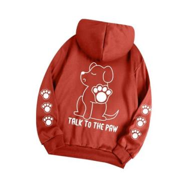 Imagem de Moletom Feminino Quente De Lã Com Estampa Divertida De Cachorro, Blusa