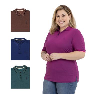 Imagem de Kit 4 Camisa Polo Feminina Plus Size Casual Elegante-Feminino
