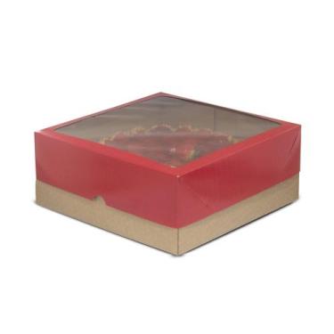 Imagem de 20 Caixas Kraft Para Presente/Torta Abertura Lateral Com Visor - Kaiam