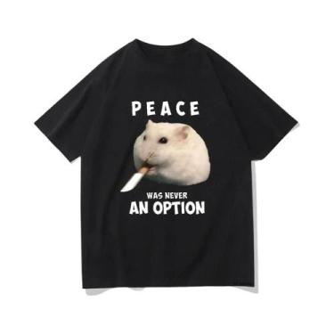 Imagem de Camiseta Unissex Vintage Peace Hamster Harajuku Aesthetic Streetwear P