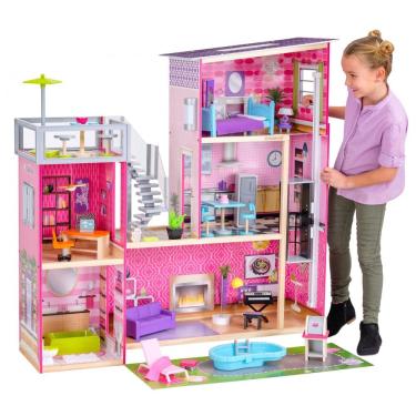 Imagem de Casa de Bonecas com 36 Acessórios, Luzes e Sons para Crianças a partir de 3 anos, KIDKRAFT 65833, Rosa