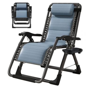 Imagem de Cadeira Reclinável Ajustável Gravidade Zero com Apoio de Cabeça e Porta Copos, DoCred, Azul