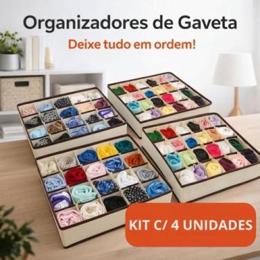 Imagem de Organizador De Gaveta 24 Divisorias 4 Unidades Colmeia Roupas Intimas 