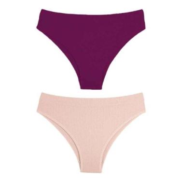 Imagem de Kit com 02 Calcinhas Biquini Sem Costura 5195 Lilás/Areia Delrio, Roxo